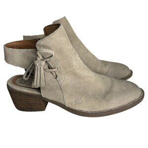 Born Monikah Grey Leather Open Back Booties Size 9.5M